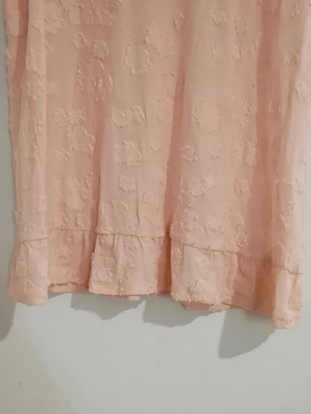 Michael Kors Pale Pink Textured Ruffle-Hem Tank